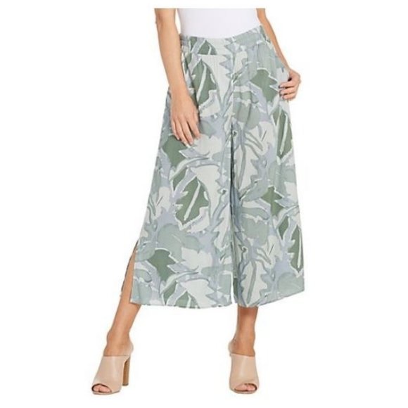 LOGO by Lori Goldstein Pants - LOGO Printed Pull-On Wide Leg Pant w/ Side Slits